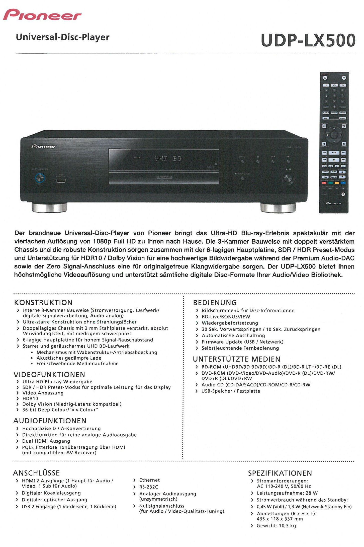 Datenblatt UDP-LX500